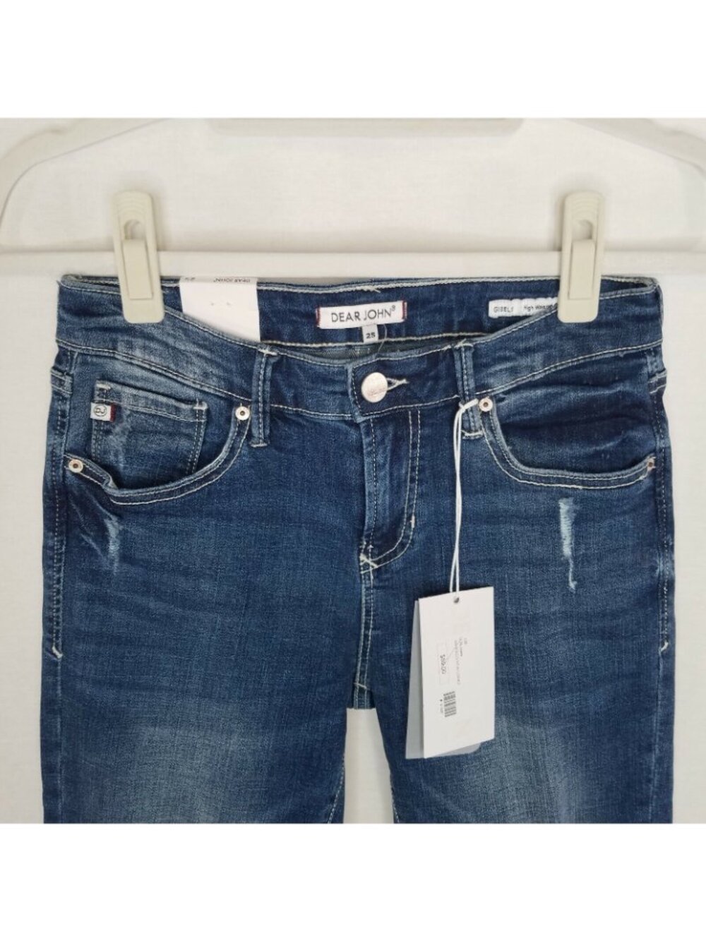 Dear John Women's Size 25 Jeans Gisele High Waisted Skinny Raw Hem Step Hem - Picture 3 of 10